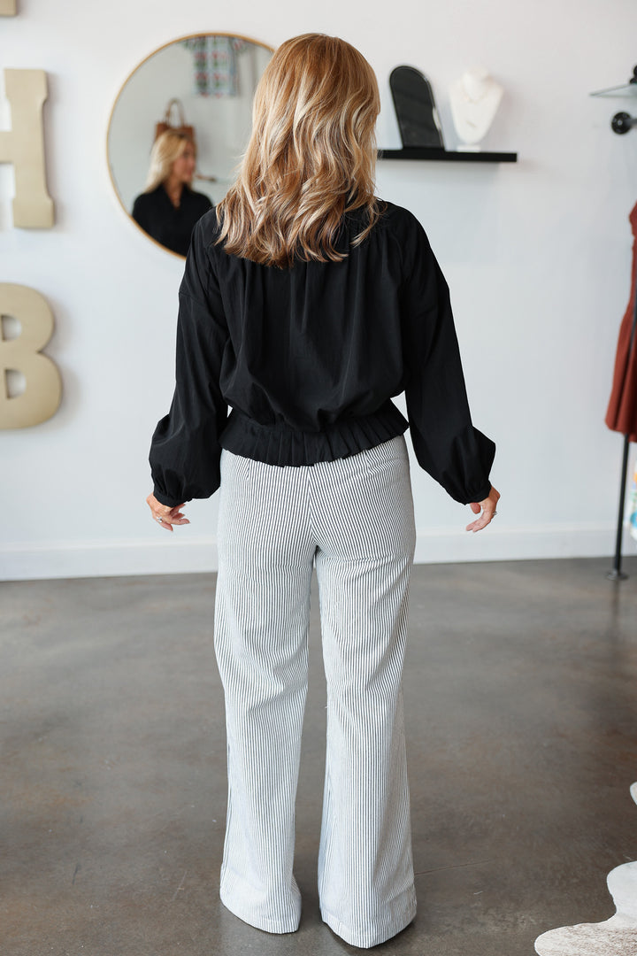 Striped Flared Pants - Black/White