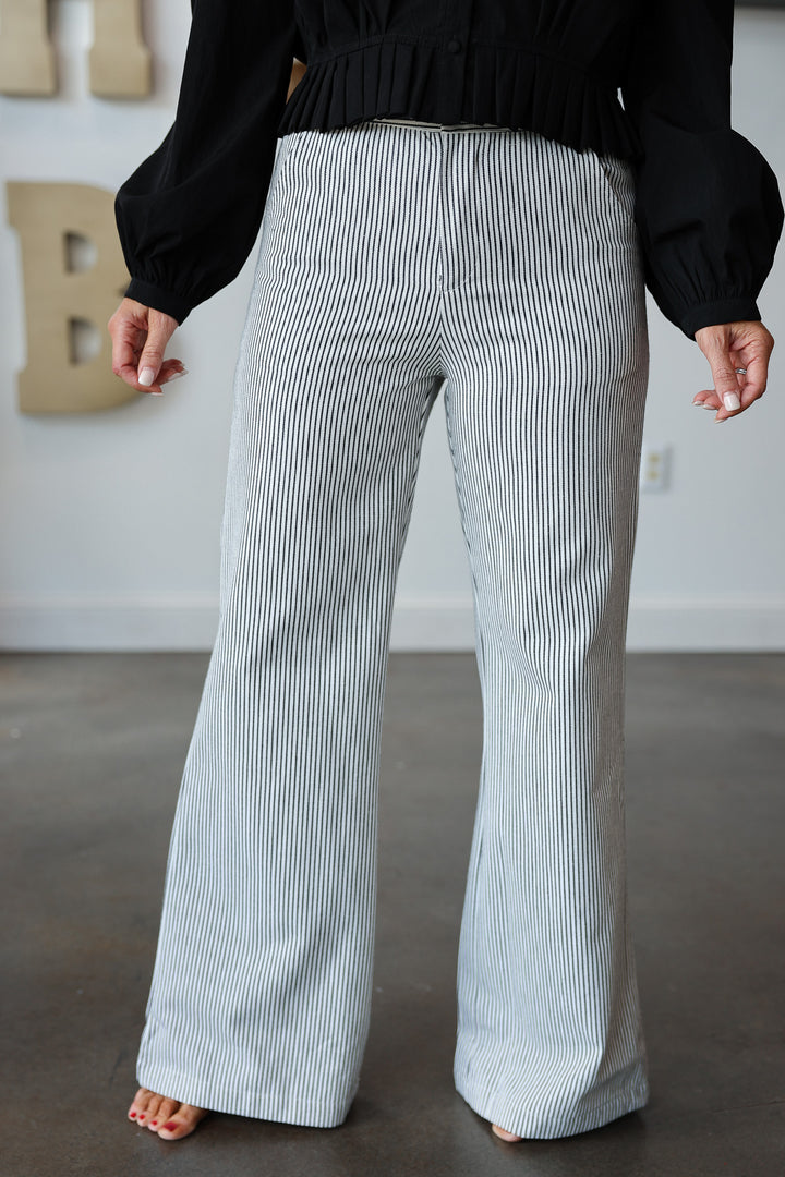 Striped Flared Pants - Black/White