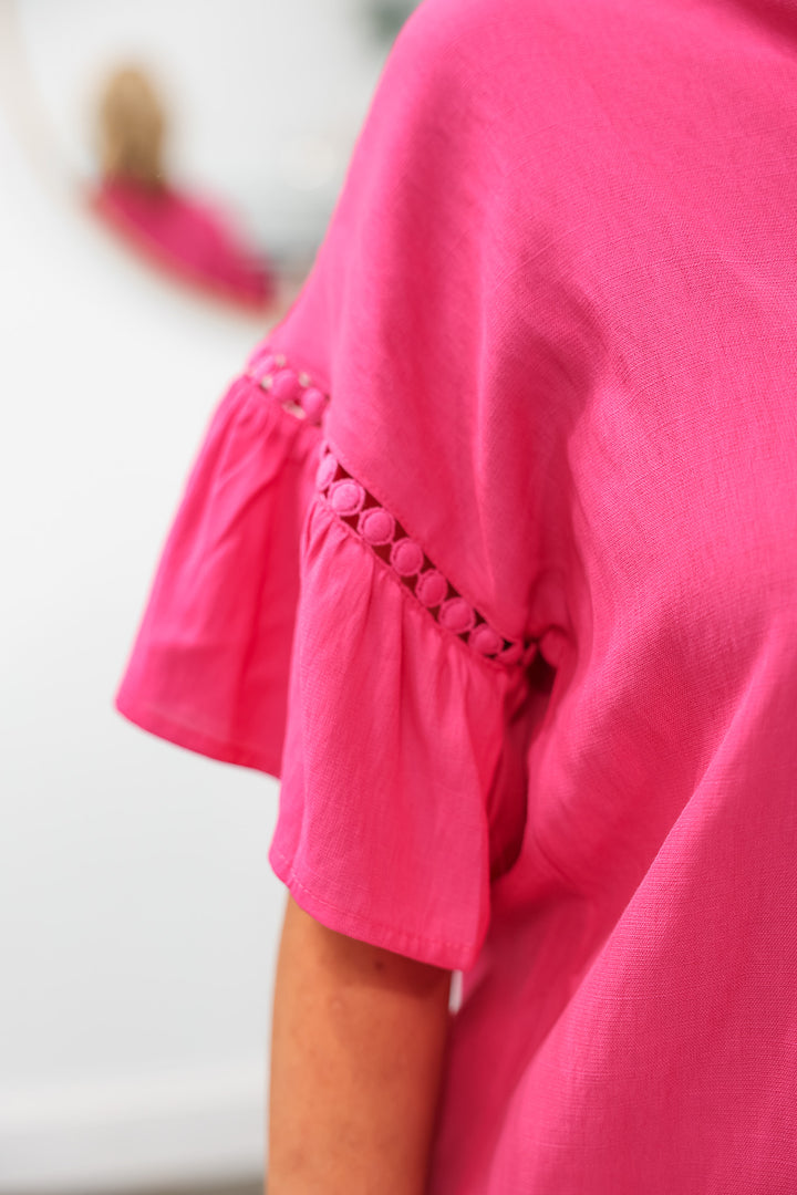 Sleeve Detail Top - Pink