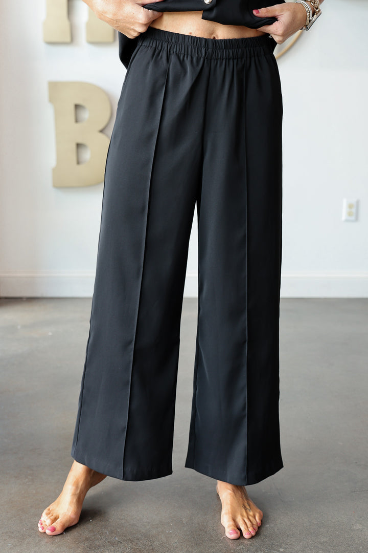 Elastic Waist Dress Pants - Black
