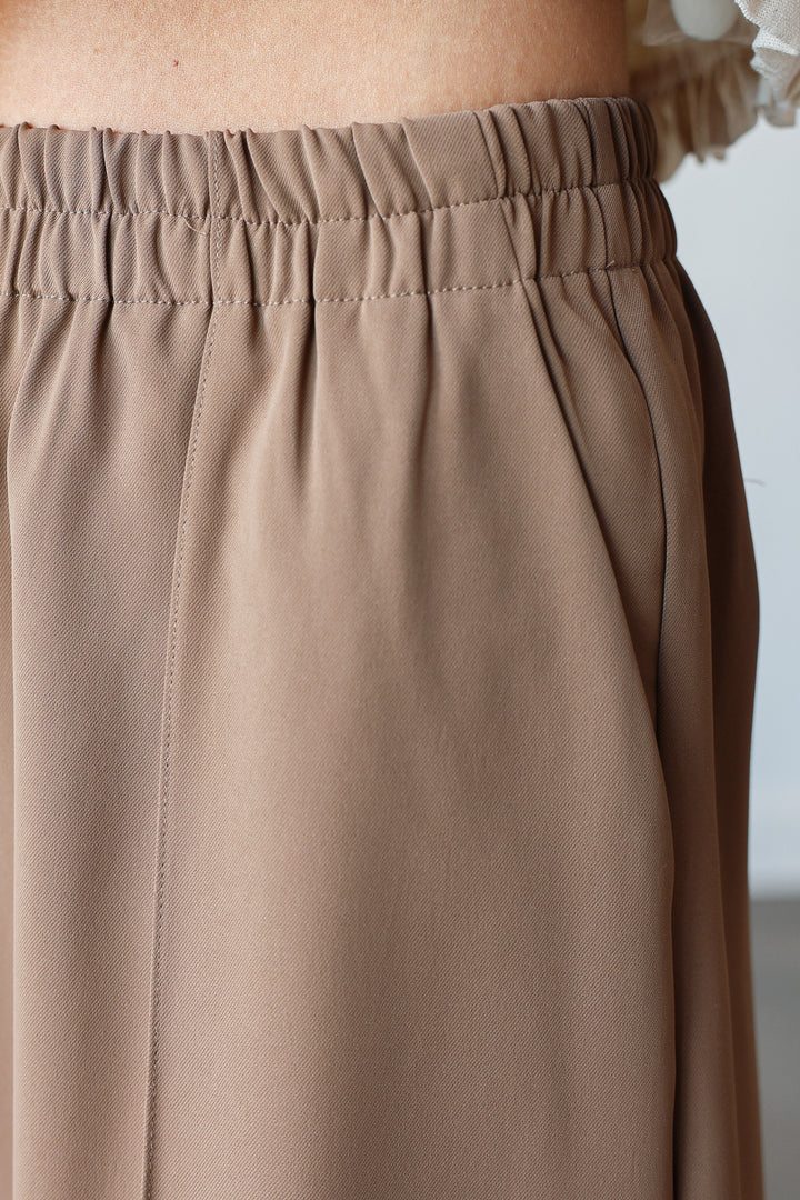 Elastic Waist Dress Pants - Mocha