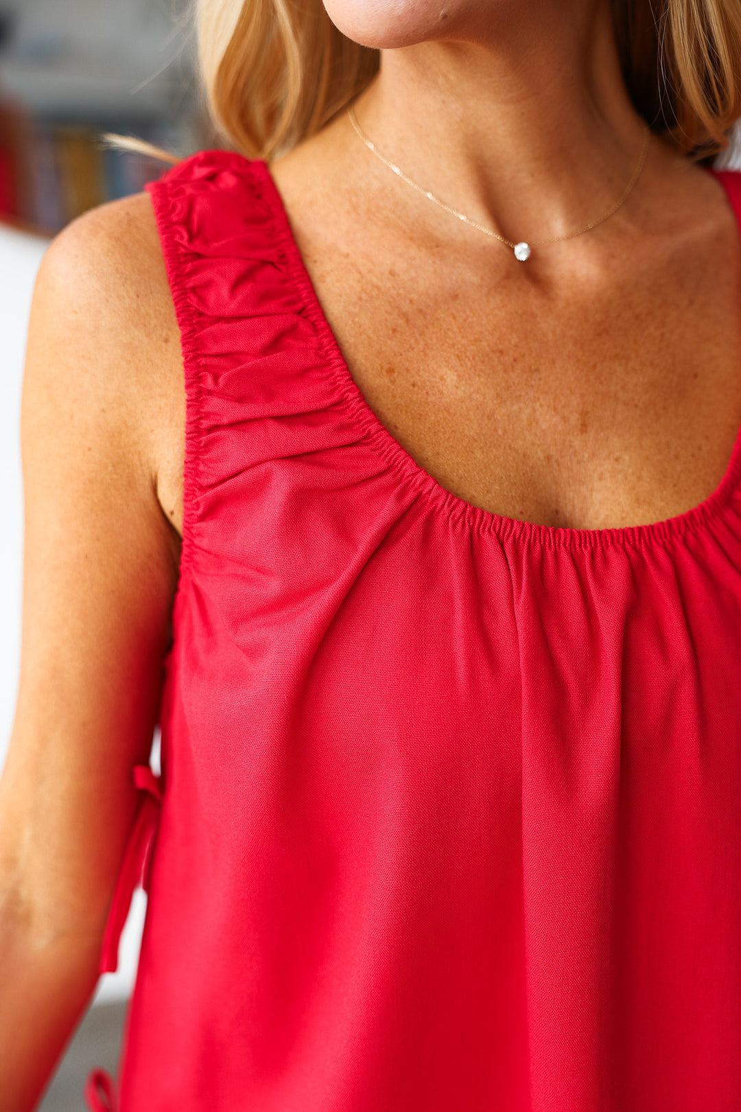 Side Bow Mini Dress - Red