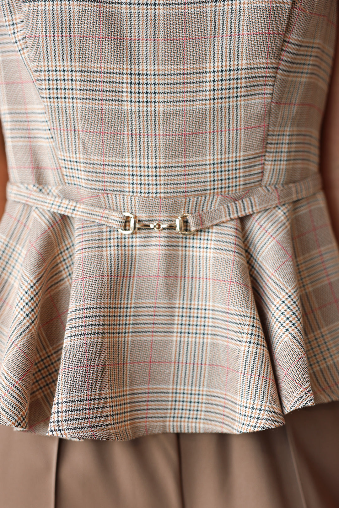 Belted Peplum Top - Brown