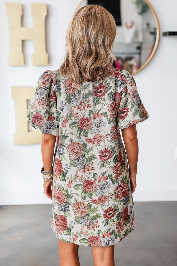 Fall Floral Bow Front Dress