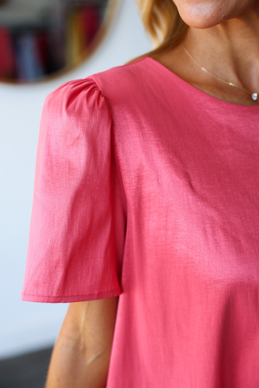 Stretch Taffeta Bow Back Dress - Coral