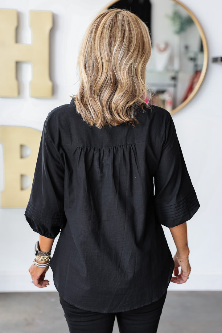 Button Front Tunic - Black