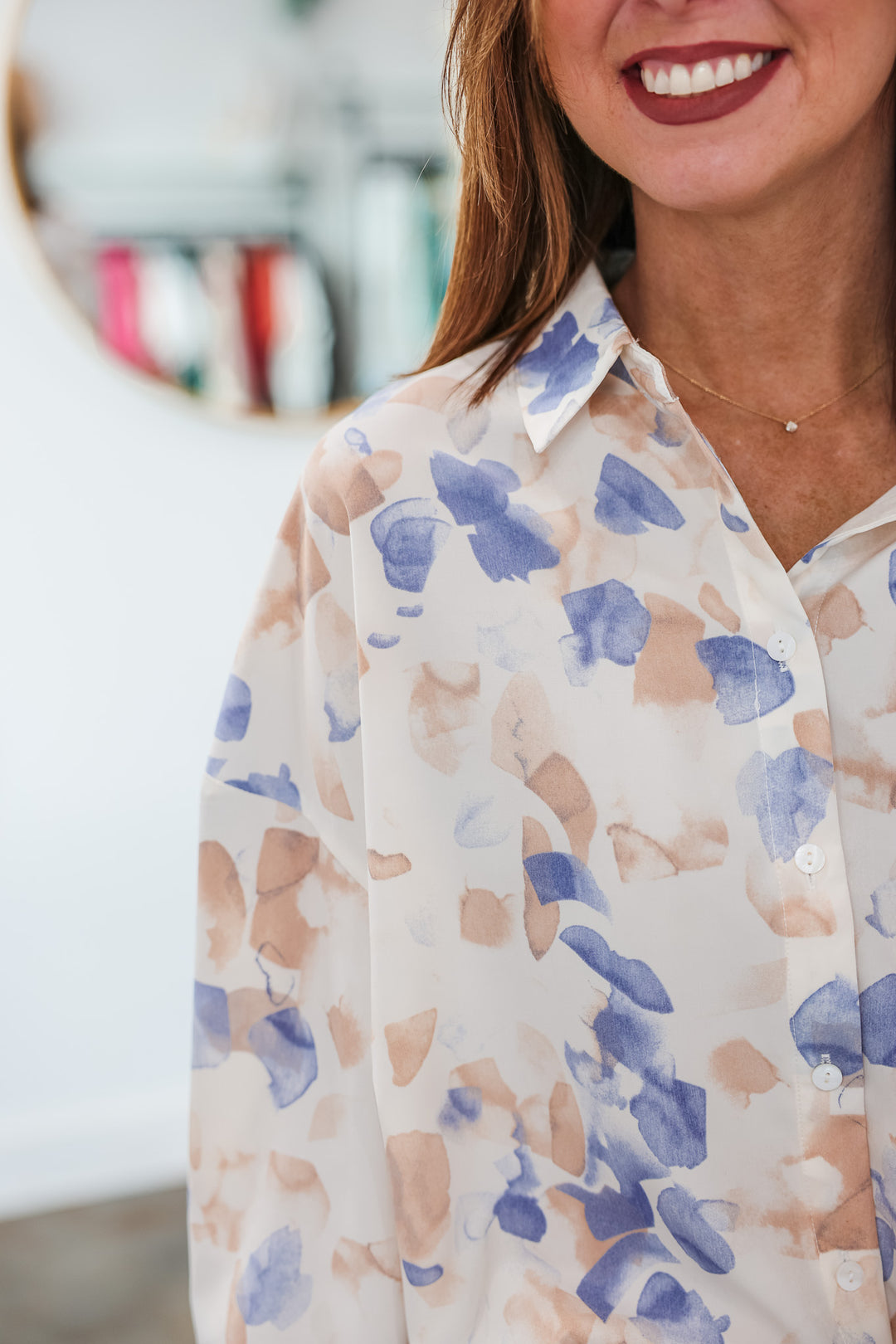 Printed Relaxed Button Down - Blue