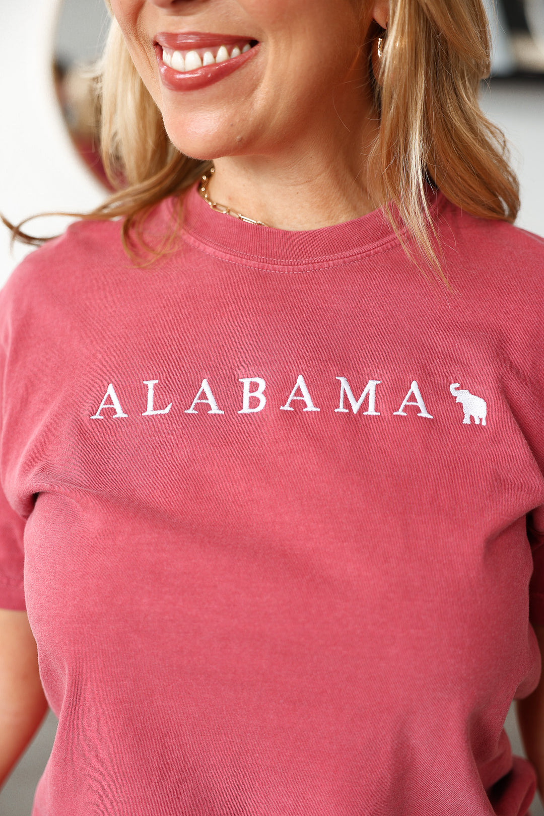 Alabama Embroidered Tee - Crimson