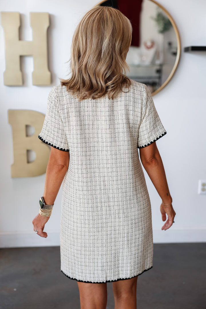 Tweed Shift Dress - Ecru