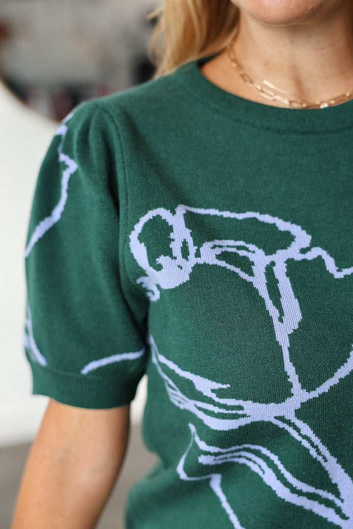 Short Sleeve Sweater Top - Hunter Green
