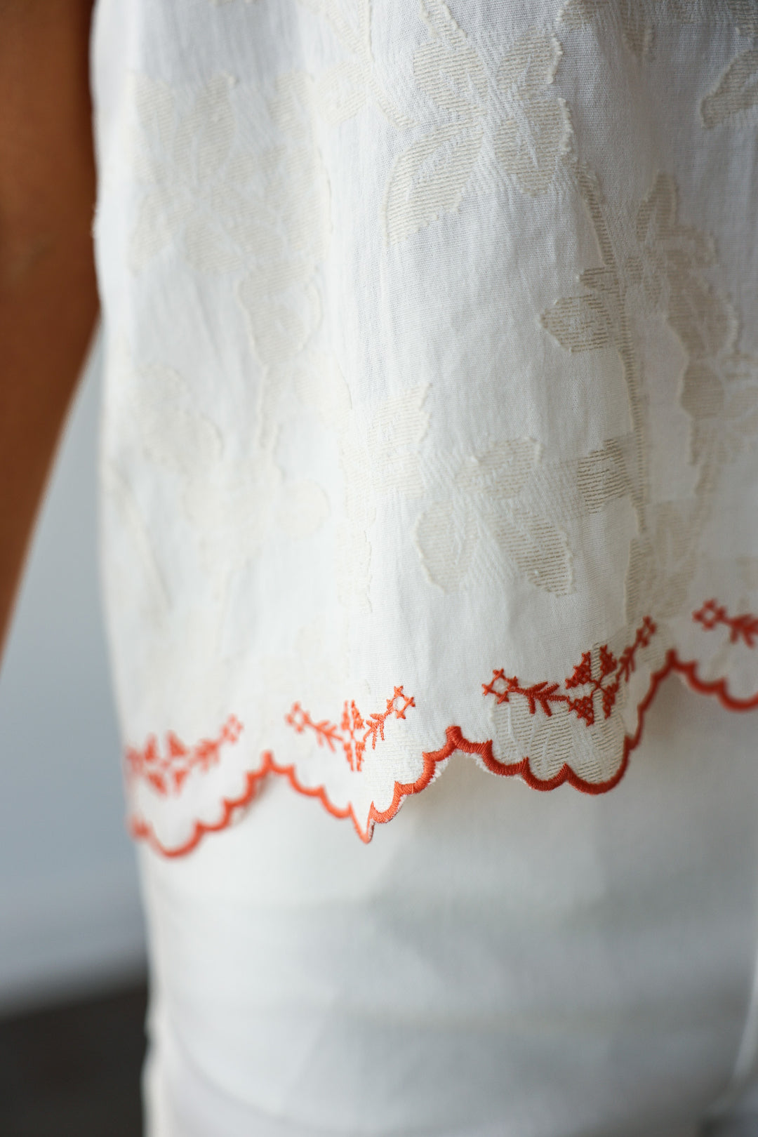 Embroidered Detail Top - Cream
