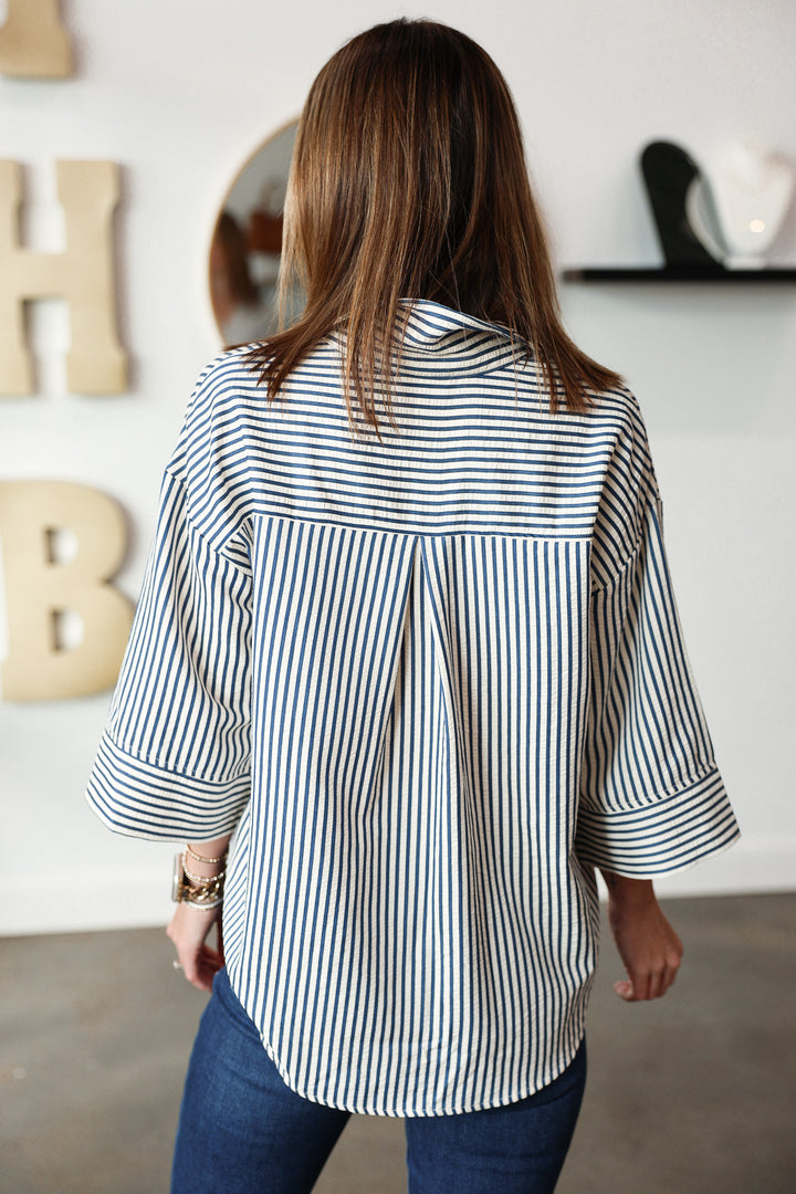 Striped Button Down - Indigo