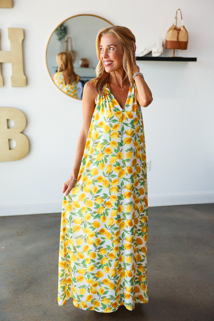 Ruched Strap Maxi Dress - Limoncello