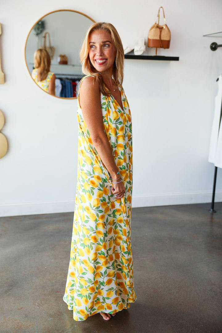 Ruched Strap Maxi Dress - Limoncello