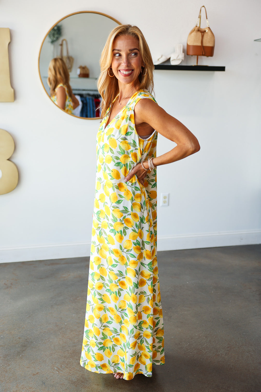 Ruched Strap Maxi Dress - Limoncello
