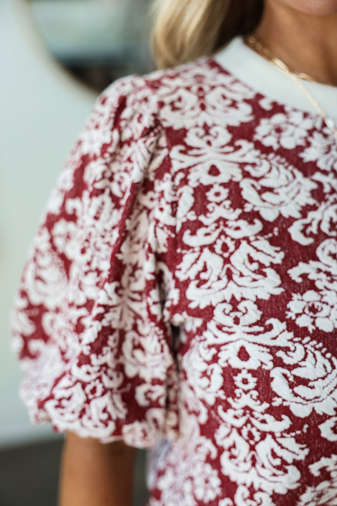 Textured Printed Top - Red