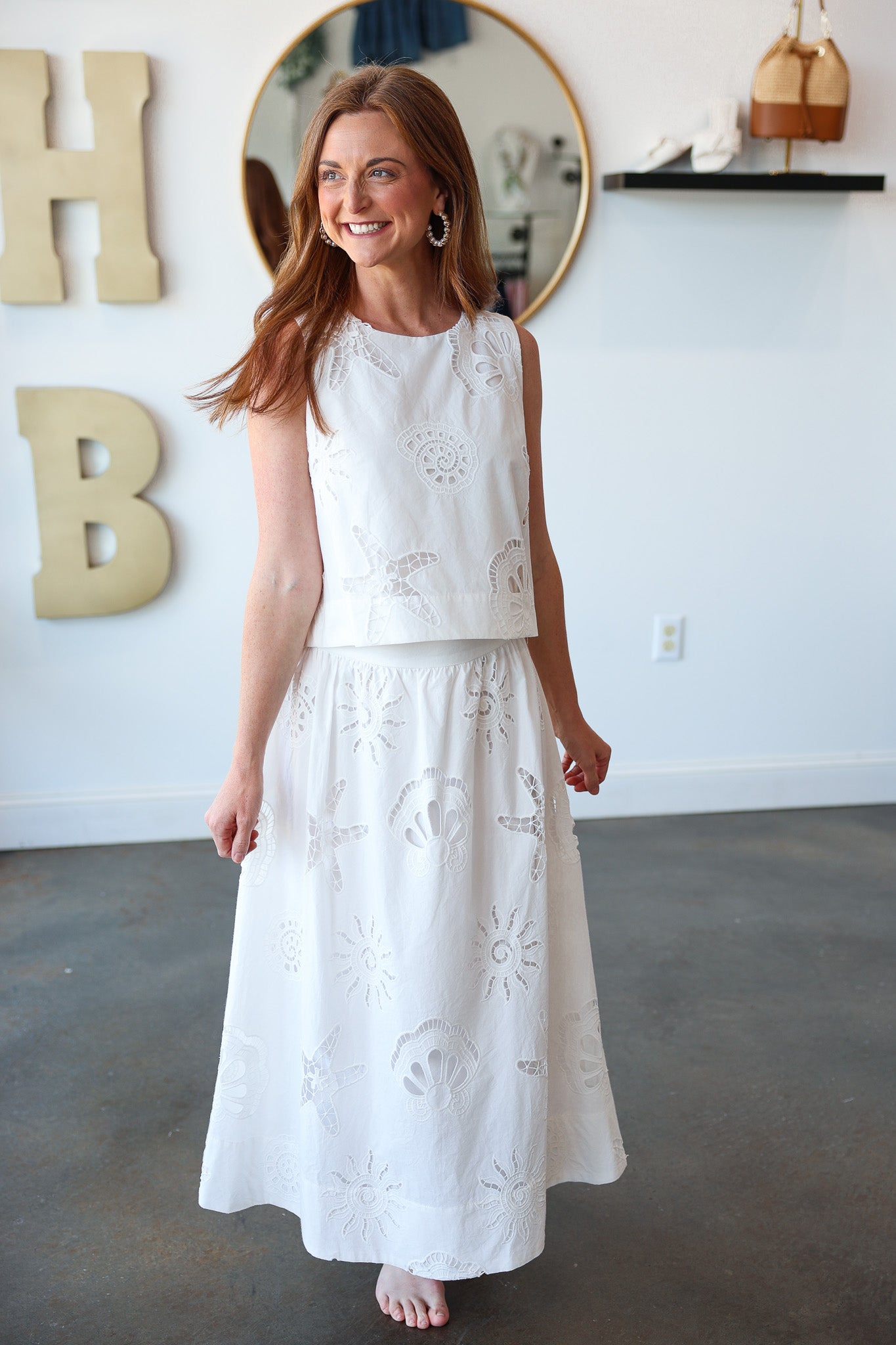 Embroidered Midi Skirt - White – Ivy House Boutique
