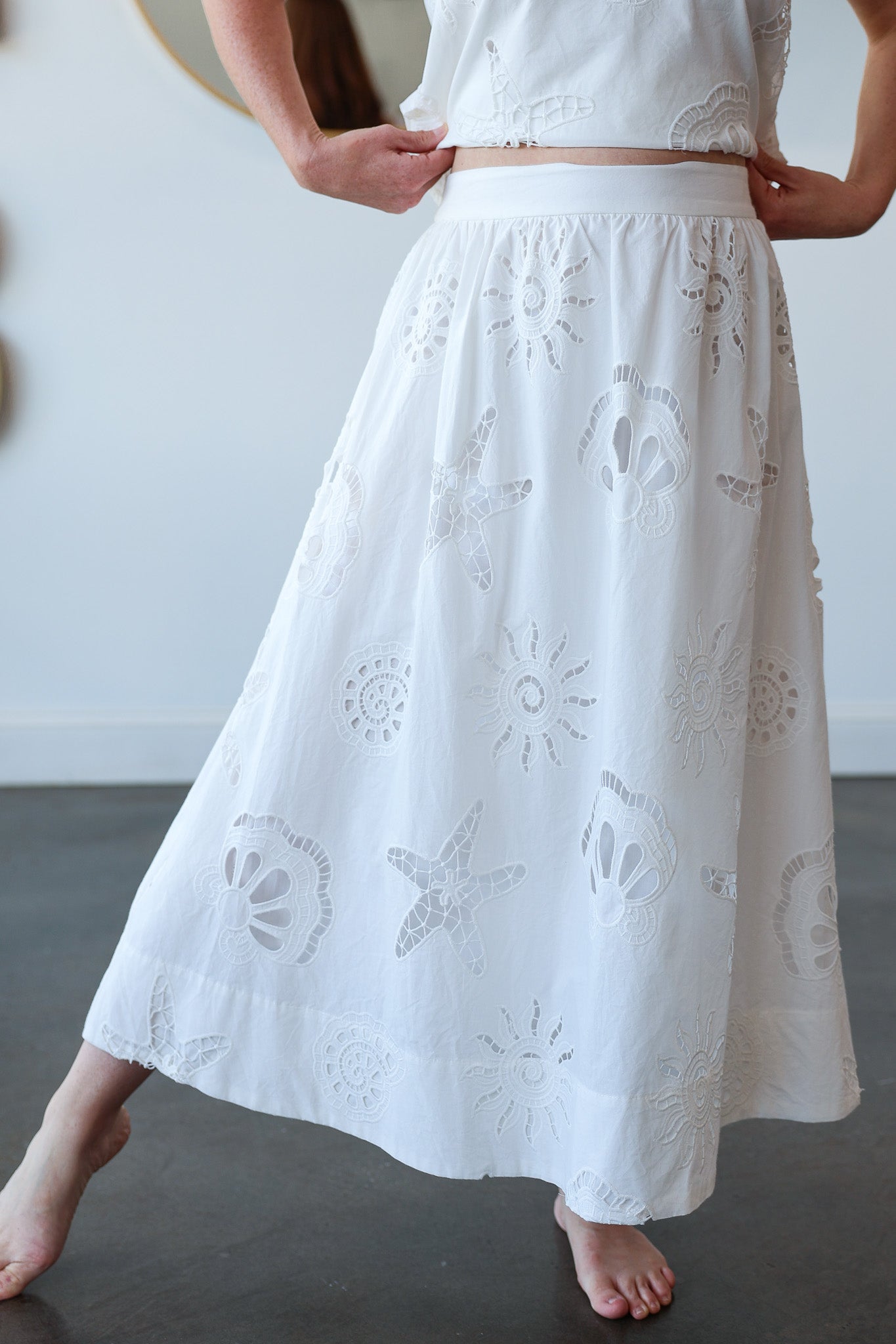 Embroidered Midi Skirt - White – Ivy House Boutique