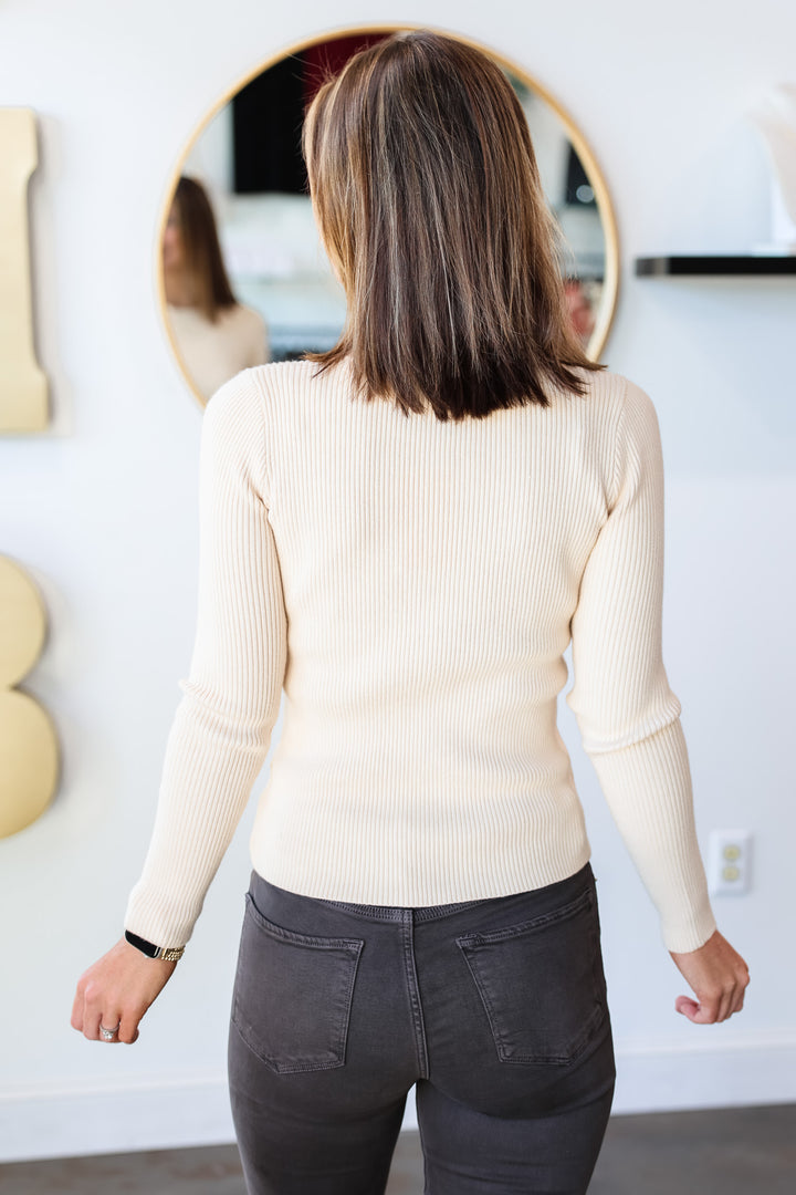 Ribbed Sweater Top - Tan