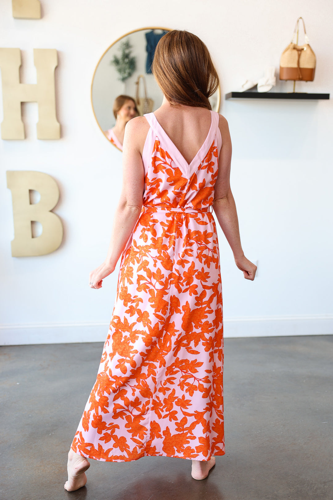 Floral Maxi Dress - Tangerine