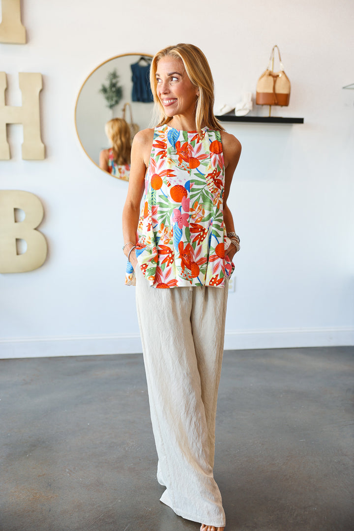 Elastic Waist Pants - Natural