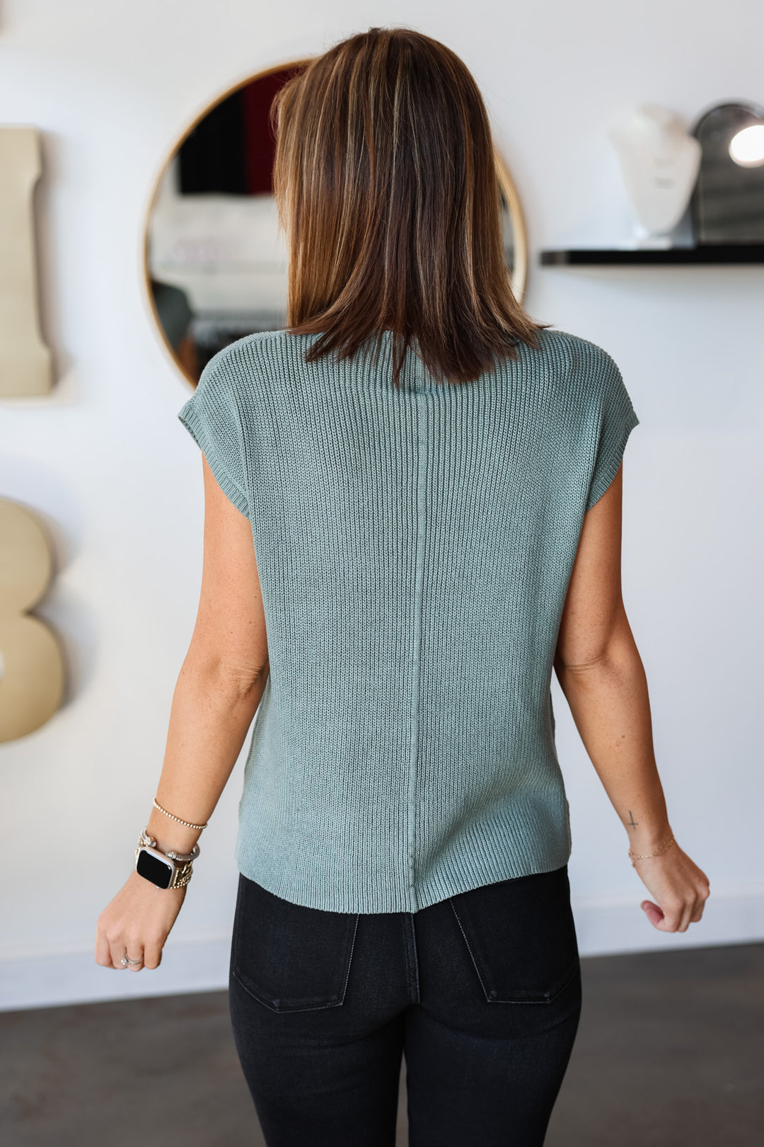 Mock Neck Sweater Top - Blue