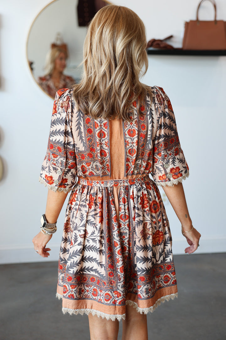 Printed Button Front Dress