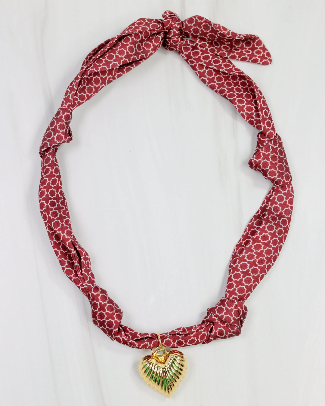 Scarf Charm Necklace - Burgundy