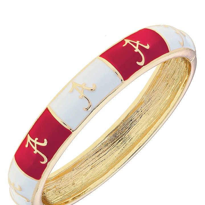 Alabama Sculpted Enamel Checkered Hinge Bangle