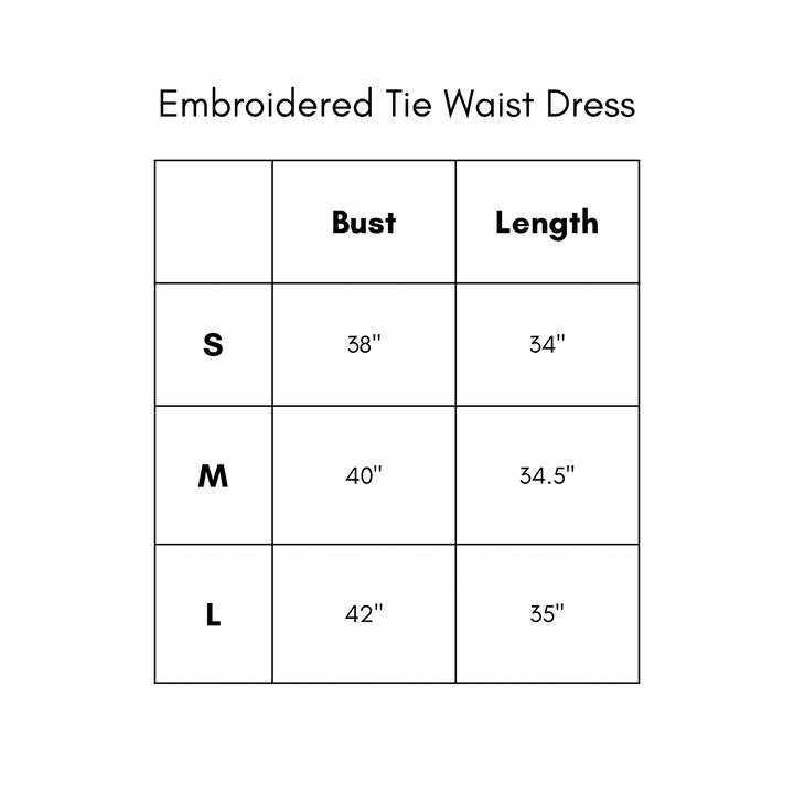 Embroidered Tie Waist Dress - Light Blue