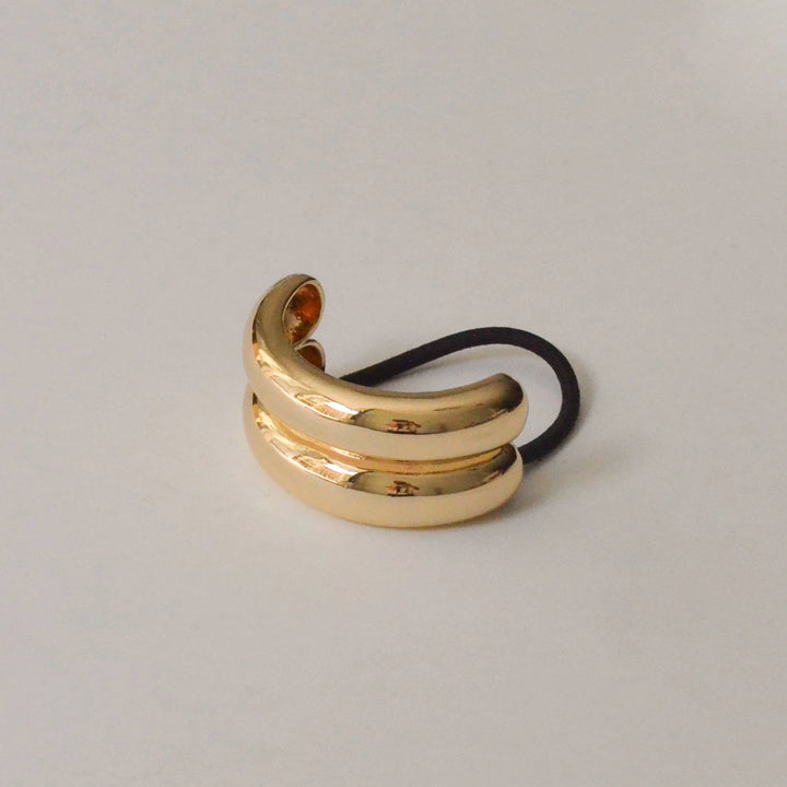 Wide Double Arch Metal Ponytail Hair Tie | Gold