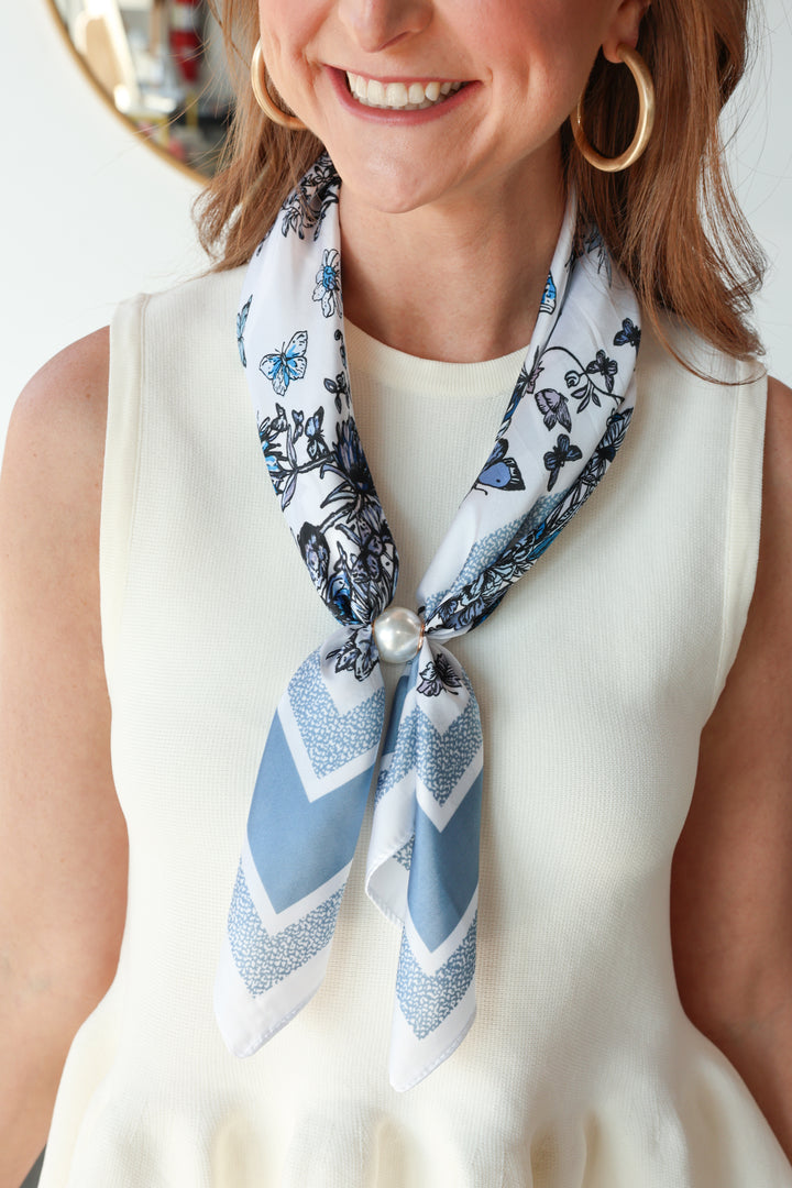 Pearl Magnetic Scarf - Blue