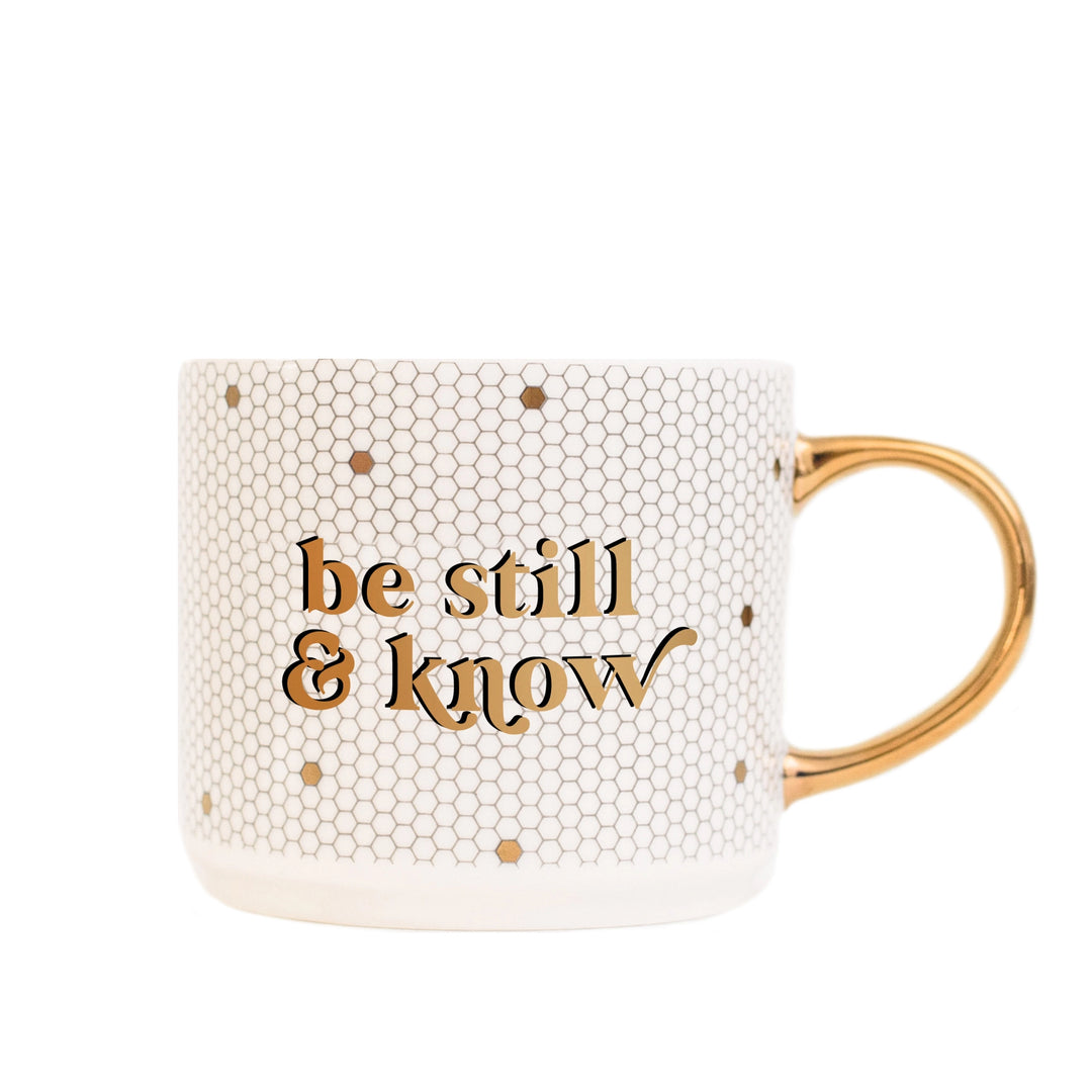 Be Still and Know Gold Tile Mug