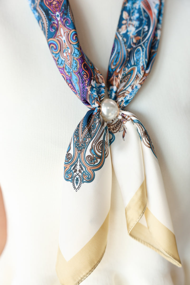 Pearl Magnetic Scarf - Coral/Blue