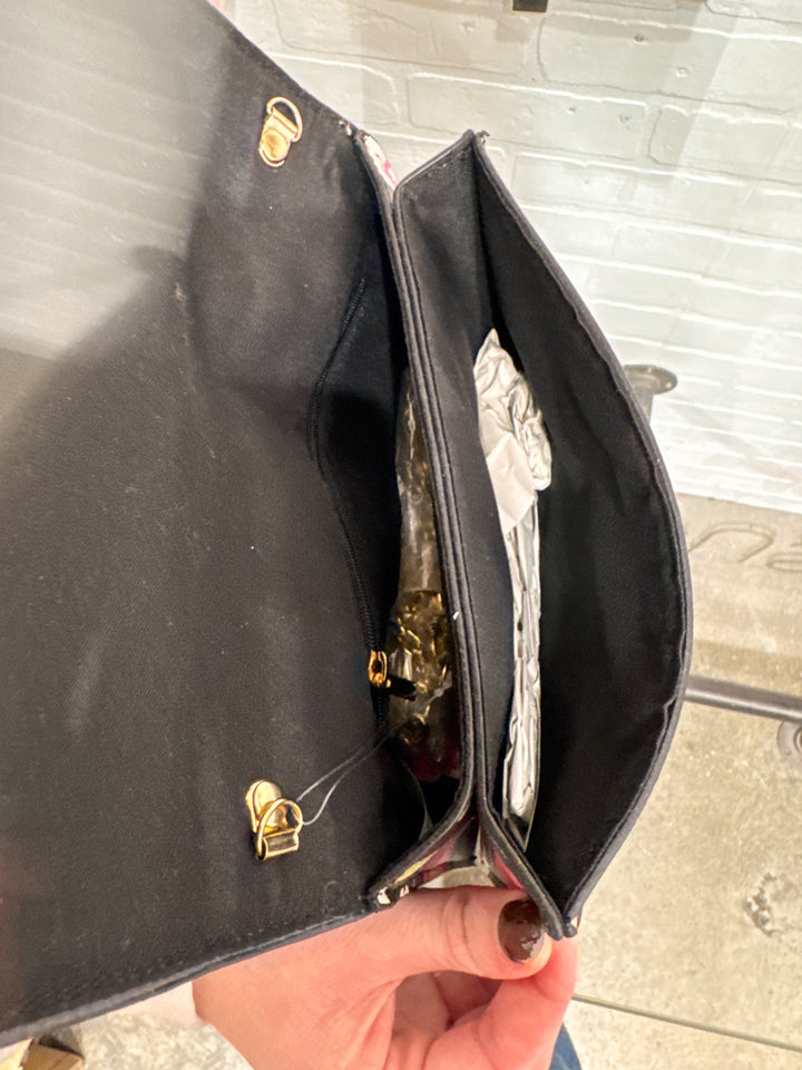 Bow Front Bag - Black Floral