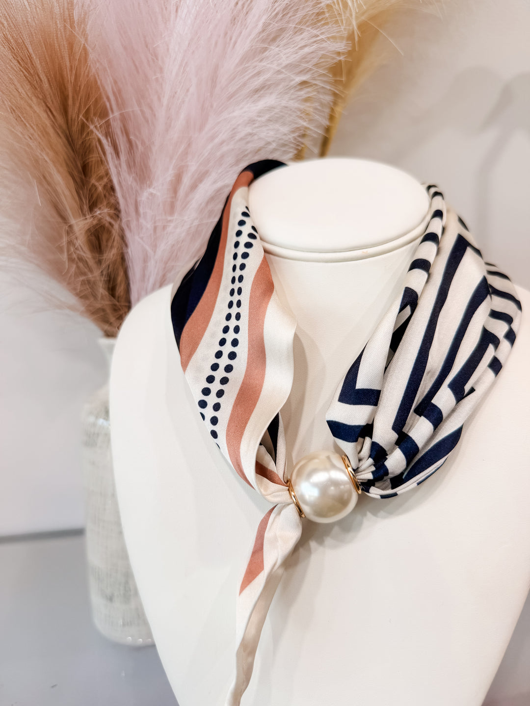 Magnetic Scarf Necklace - Navy