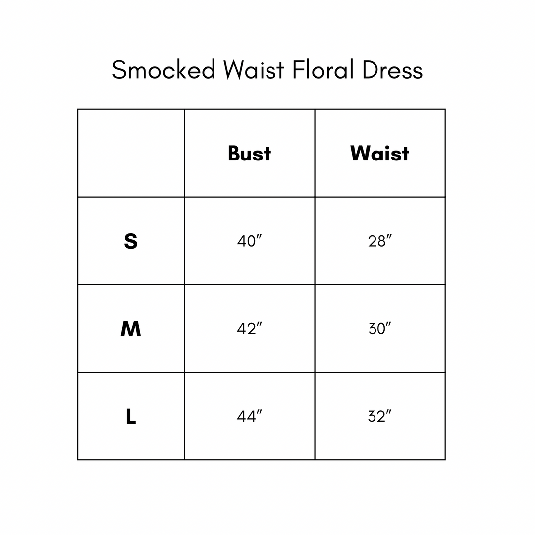 Smocked Waist Floral Dress - Blue