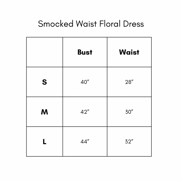 Smocked Waist Floral Dress - Blue