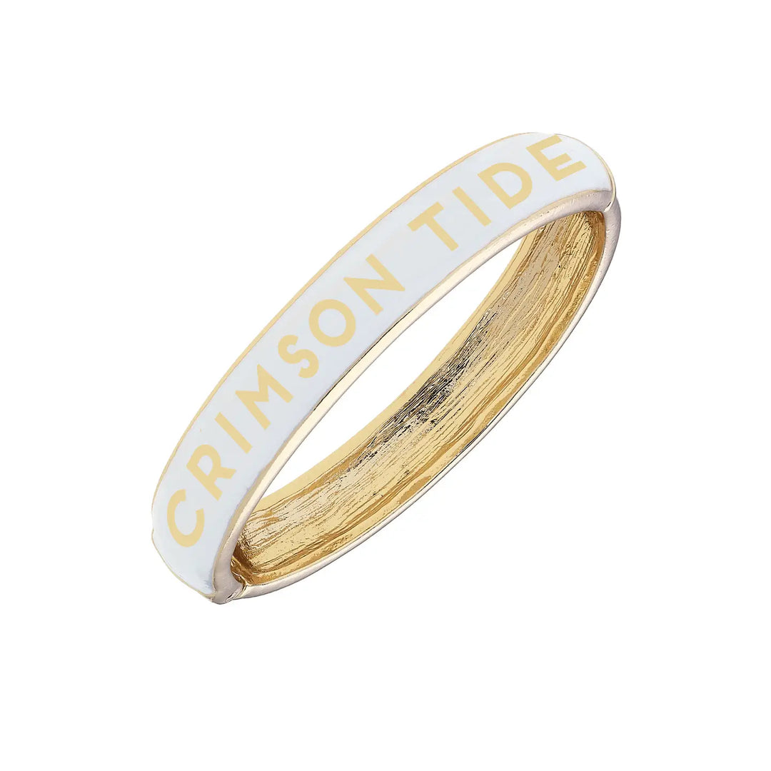 Crimson Tide Sculpted Enamel Hinge Bangle - White