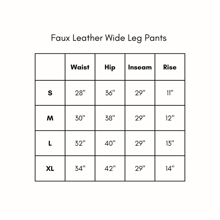 Faux Leather Wide Leg Pants - Black
