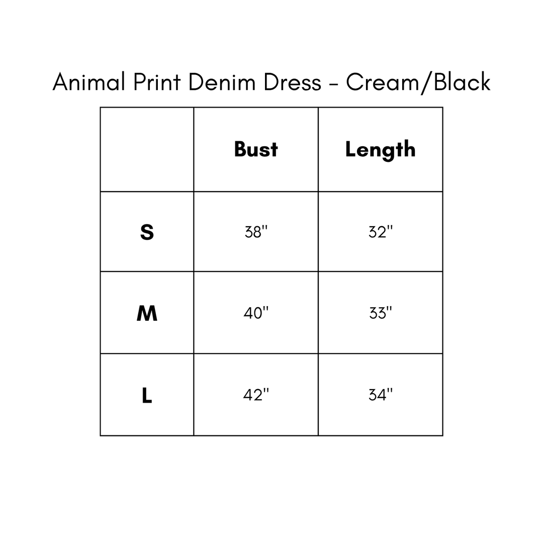 Animal Print Denim Dress - Cream/Black