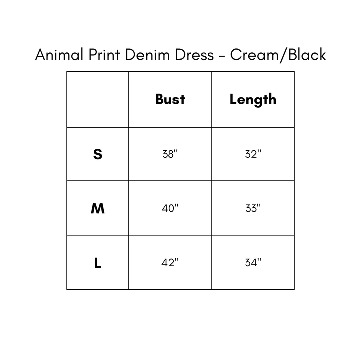 Animal Print Denim Dress - Cream/Black