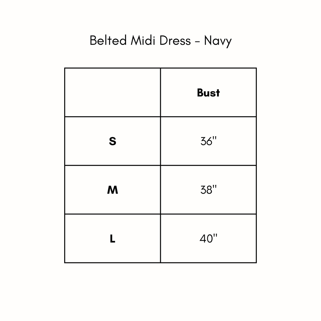 Belted Midi Dress - Navy