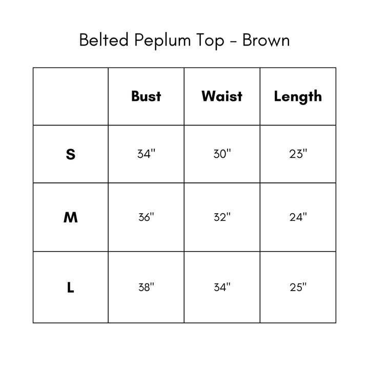 Belted Peplum Top - Brown