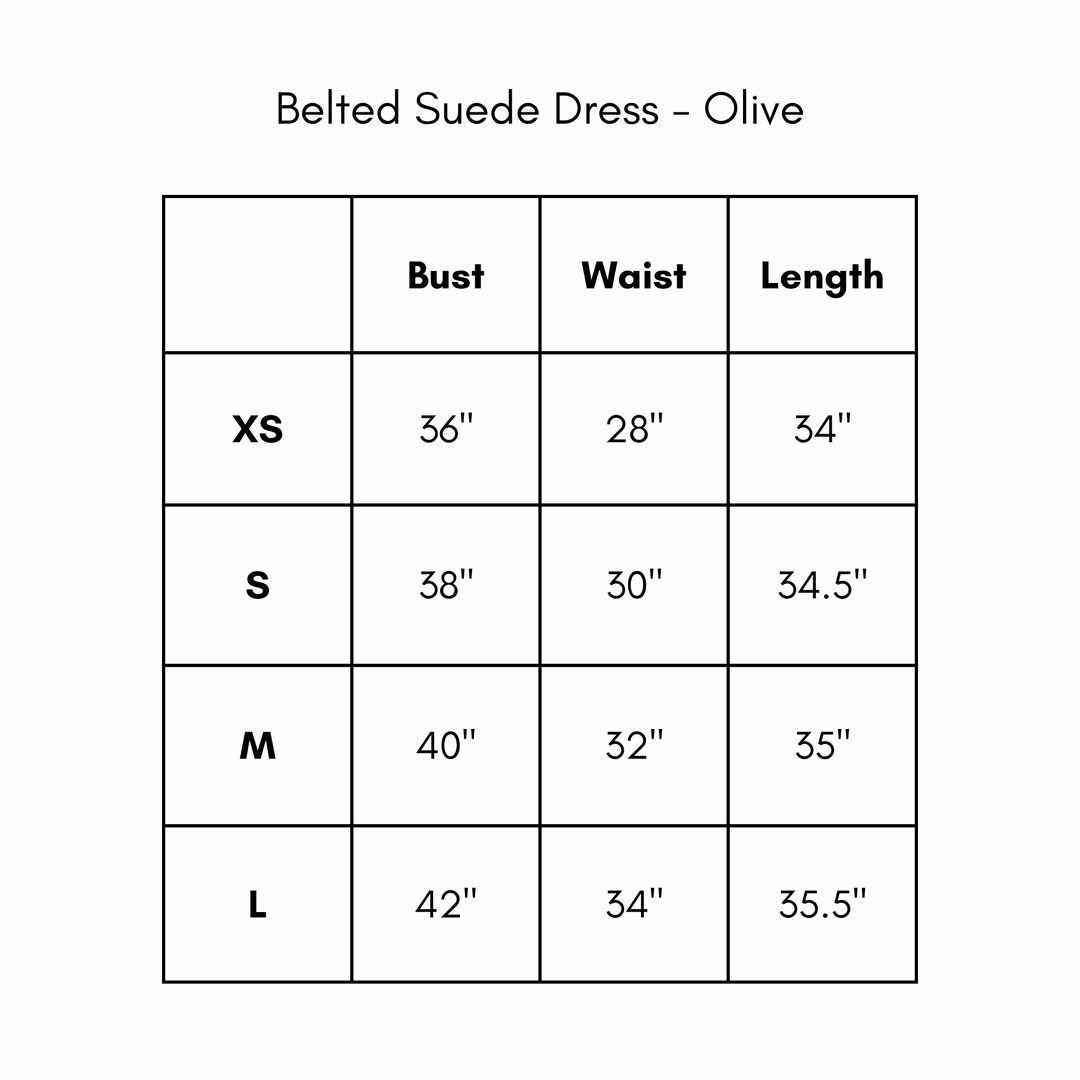 Belted Suede Dress - Olive