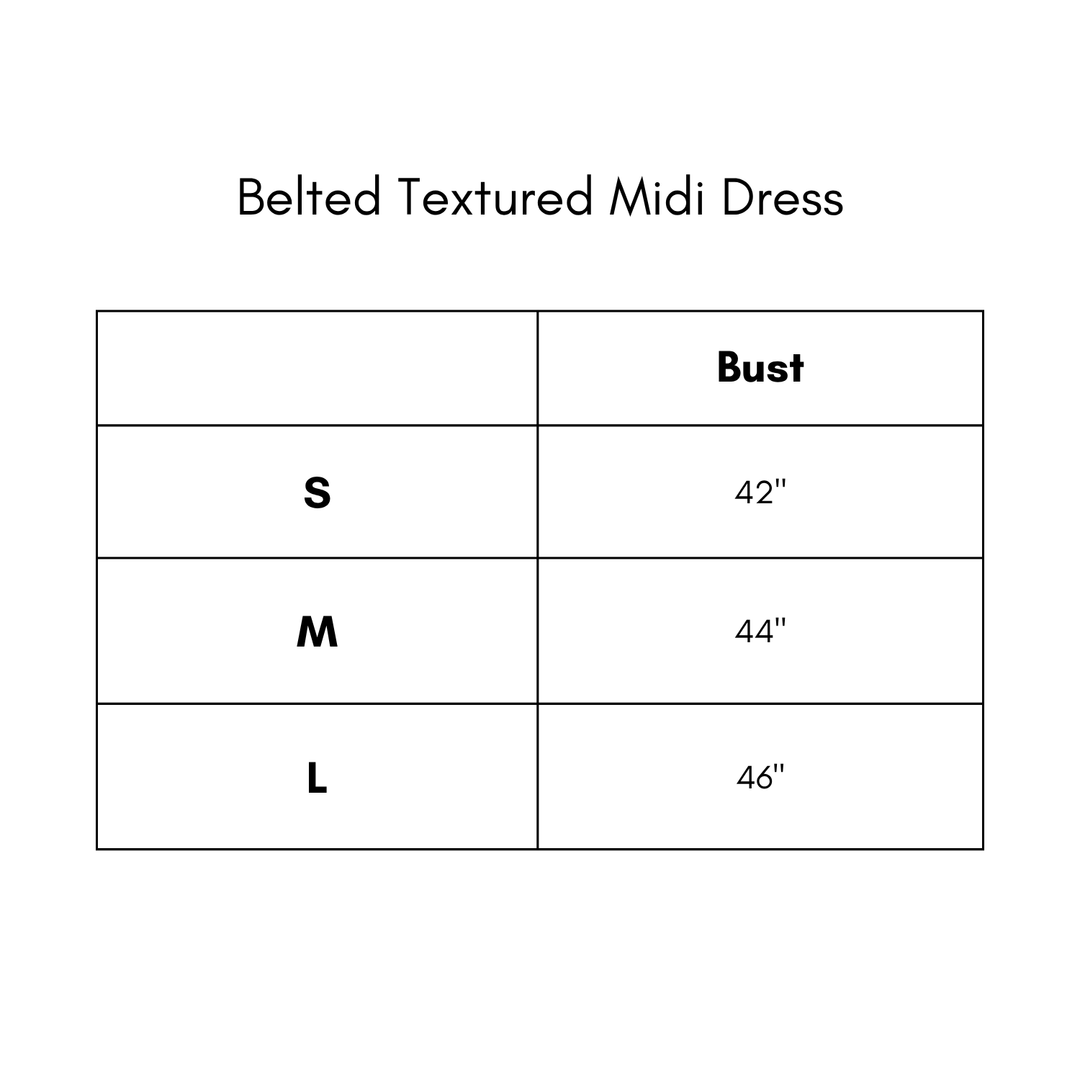 Belted Textured Midi Dress - Ecru