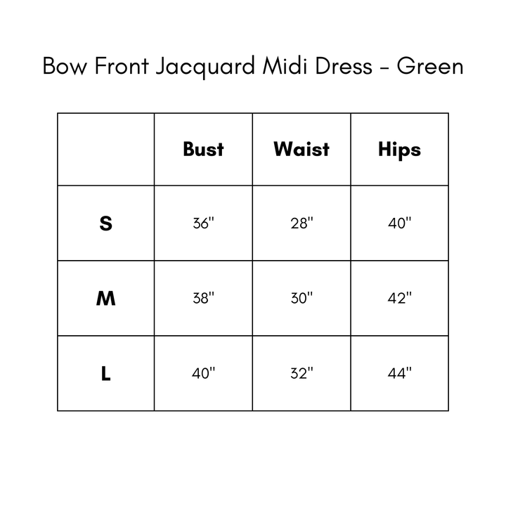 Bow Front Jacquard Midi dress - Green