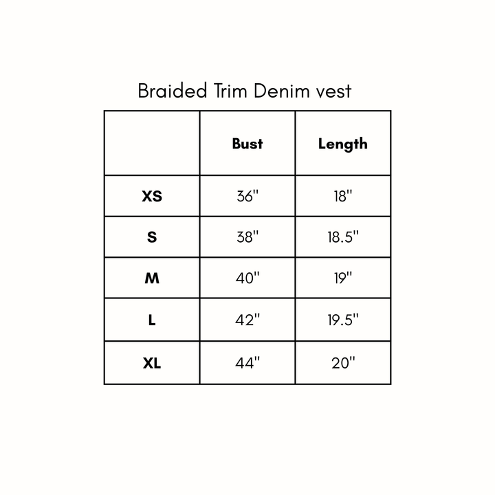 Braided Trim Denim Vest