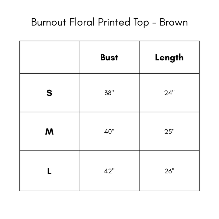 Burnout Floral Printed Top - Brown