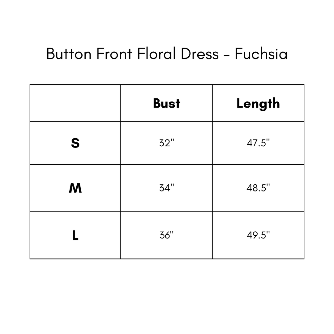Button Front Floral Dress - Fuchsia